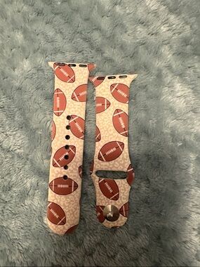 Football Print Silicone Watch Band - Pink Beige